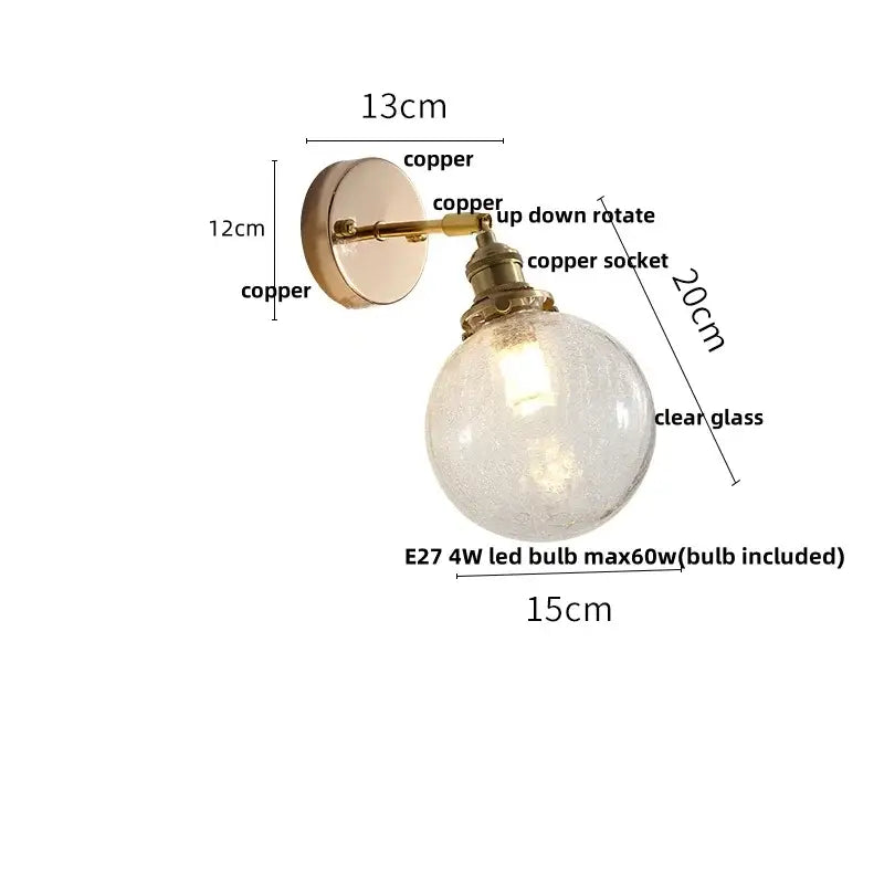 Modern brass flower glass base led wall sconce bedroom light
