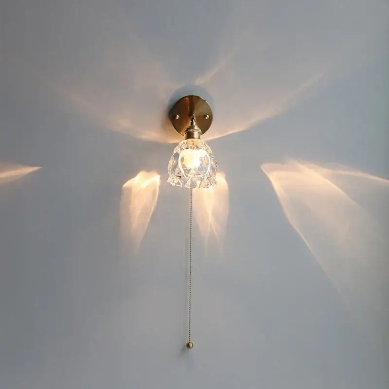 Modern brass flower glass base led wall sconce bedroom light