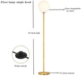 Modern brass glass ball floor lamp for bedroom and study