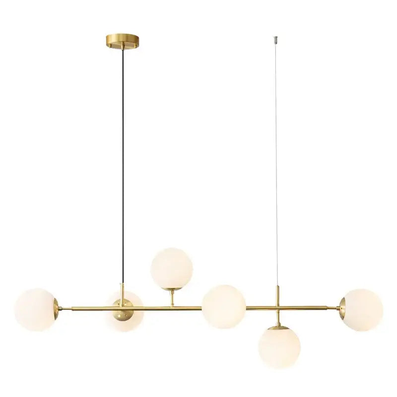 Modern brass glass ball led pendant light living room 5 globe shades