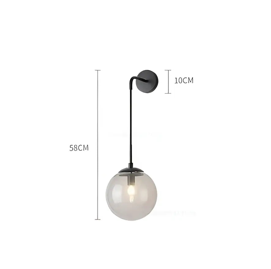 Modern brass glass ball led wall light bedroom sconce