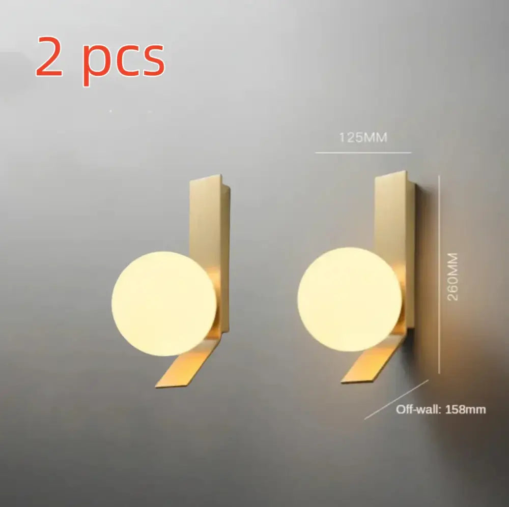 Modern brass glass ball led wall sconce for bedroom