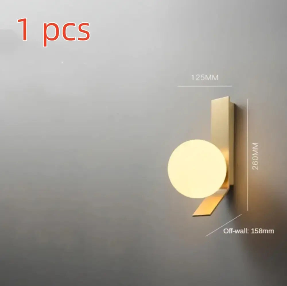 Modern brass glass ball led wall sconce for bedroom