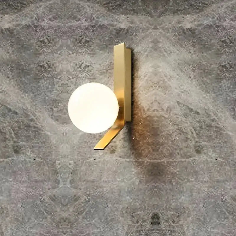 Modern brass glass ball led wall sconce for bedroom