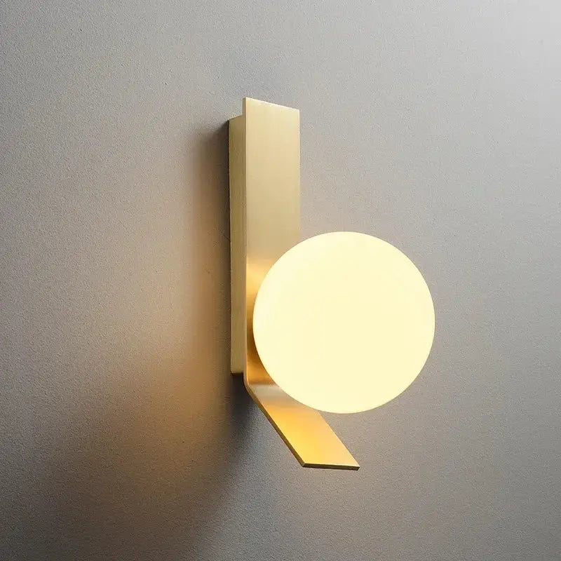 Modern brass glass ball led wall sconce for bedroom