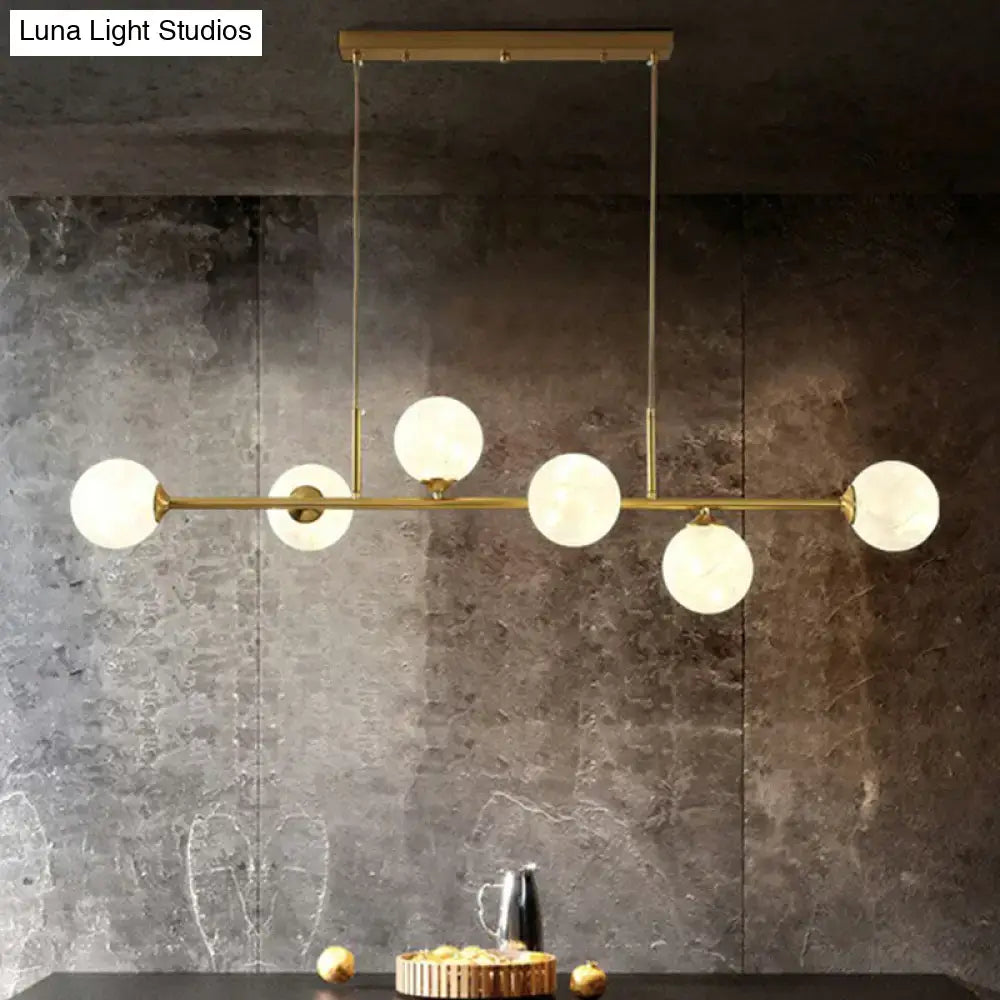 Modern brass glass ball linear pendant light for dining room