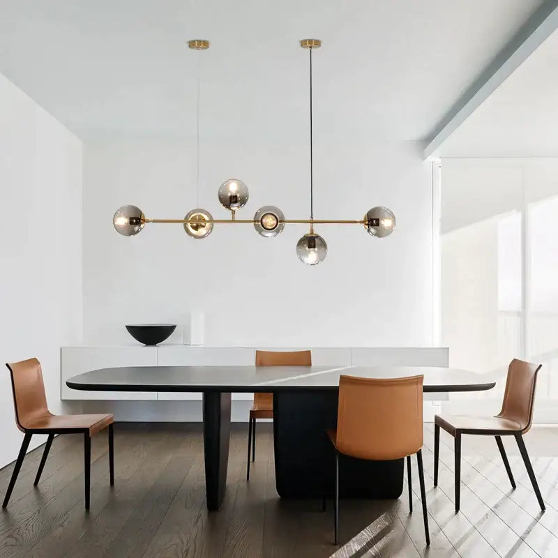 Modern brass glass ball metal pendant light kitchen bar 5 globe