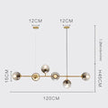 Modern brass glass ball metal pendant light kitchen bar 5 globe