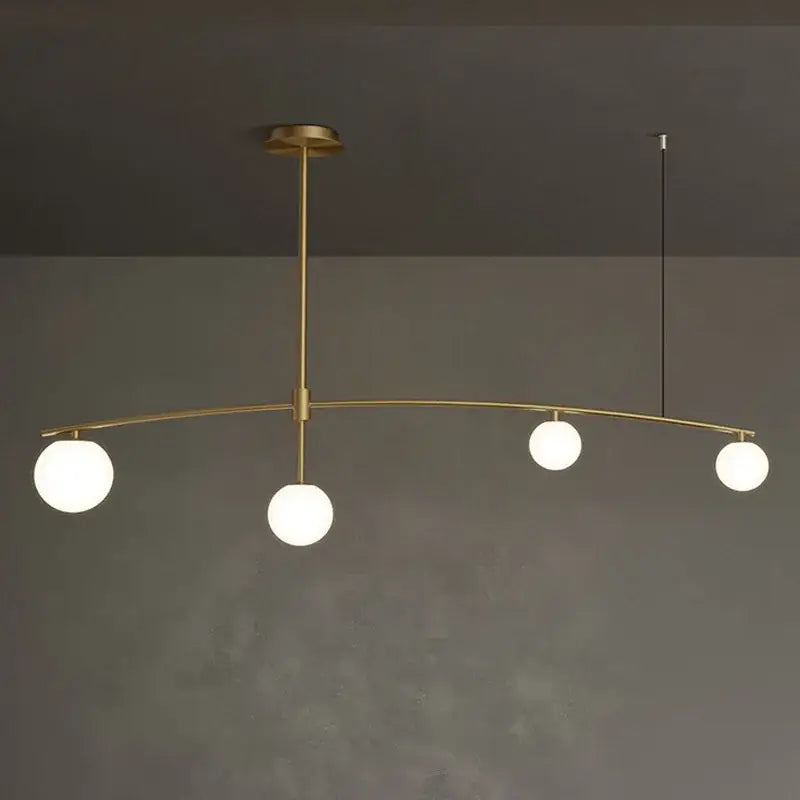Modern brass glass ball pendant chandelier dining room arc light