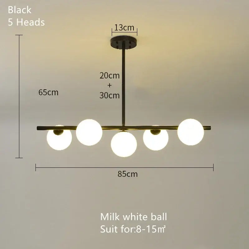 Modern brass glass ball pendant chandelier dining room led light