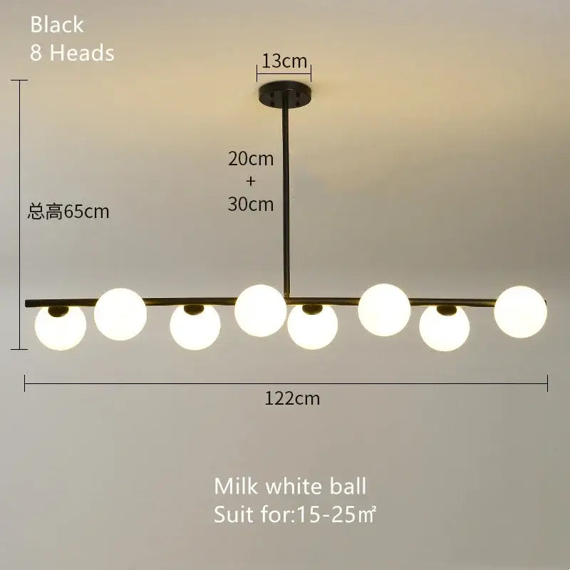 Modern brass glass ball pendant chandelier dining room led light