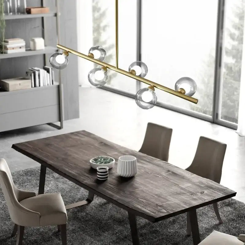 Modern brass glass ball pendant chandelier dining room led light