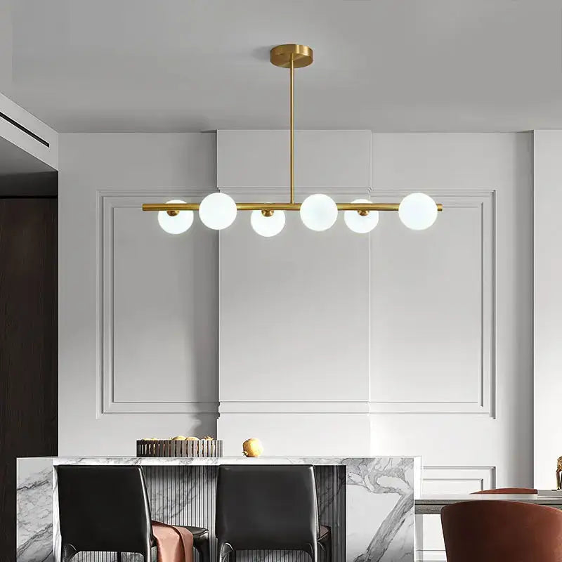Modern brass glass ball pendant chandelier dining room led light