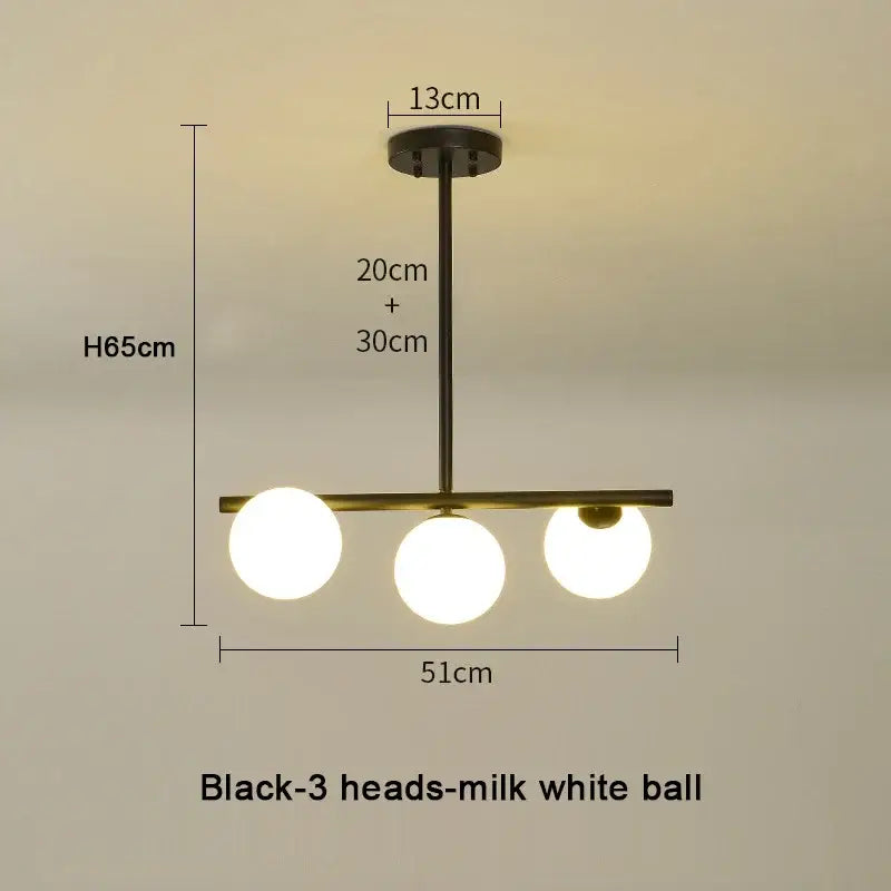 Modern brass glass ball pendant chandelier dining room light