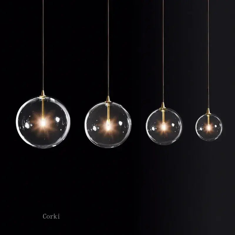 Modern brass glass ball pendant light kitchen hanging lamp