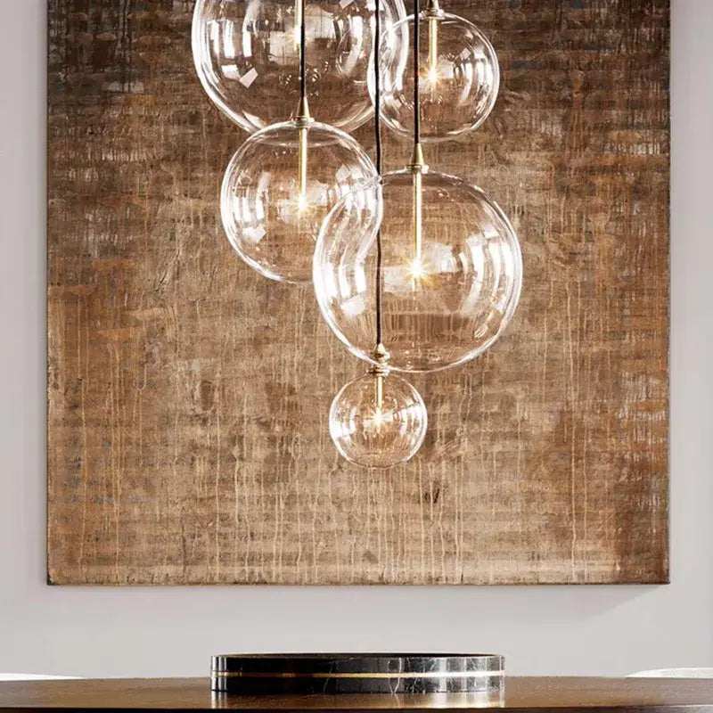 Modern brass glass ball pendant light kitchen hanging lamp