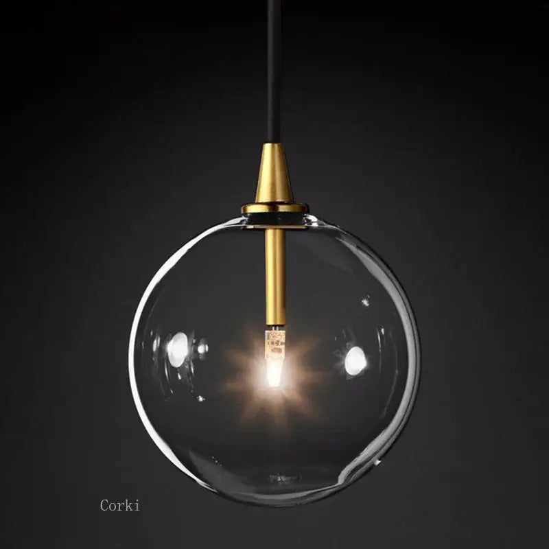 Modern brass glass ball pendant light kitchen hanging lamp