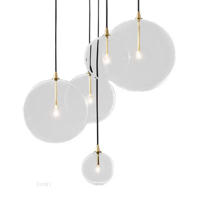 Modern brass glass ball pendant light kitchen hanging lamp