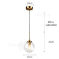 Modern brass glass ball pendant lights dining room 3 pack