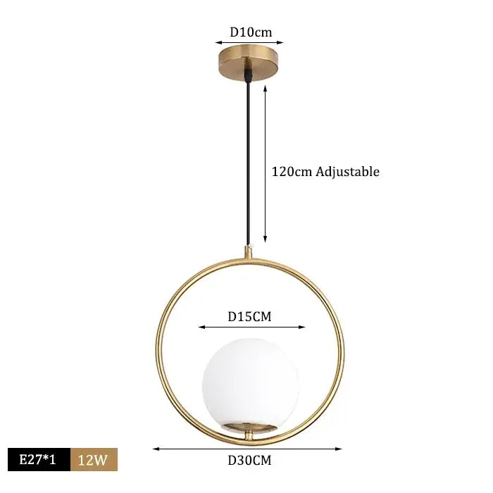 Modern brass glass ball pendant lights kitchen suspension luminaire