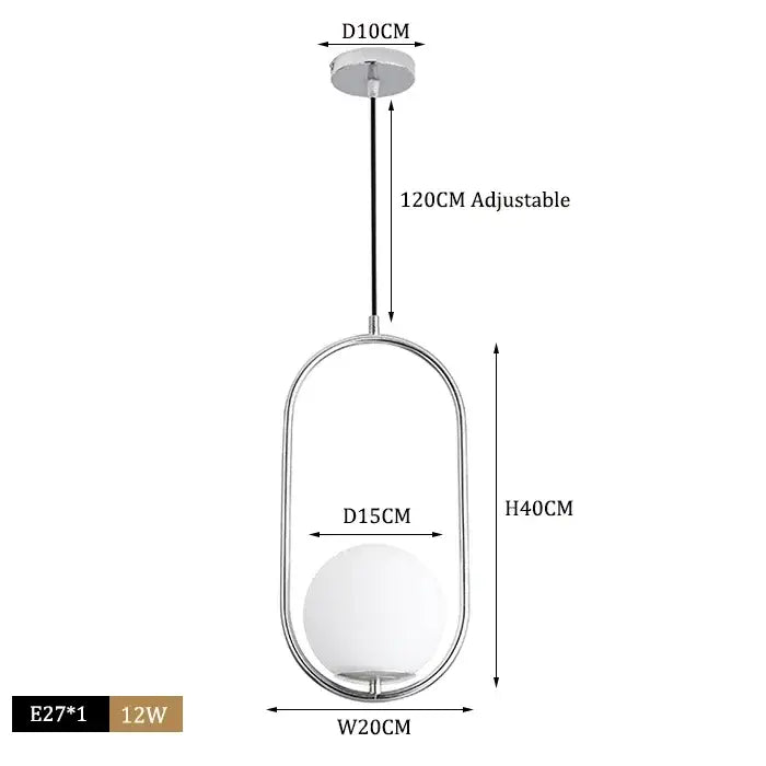Modern brass glass ball pendant lights kitchen suspension luminaire
