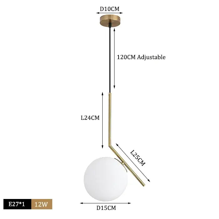 Modern brass glass ball pendant lights kitchen suspension luminaire