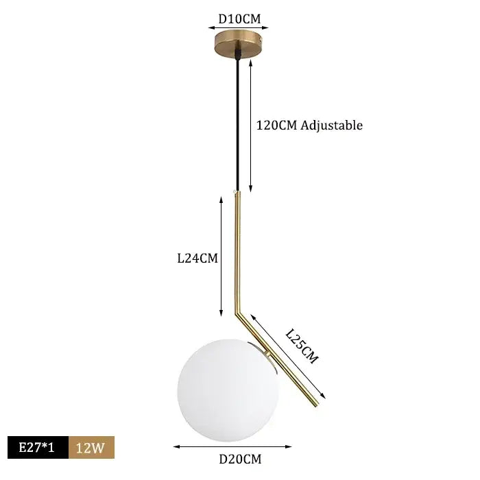 Modern brass glass ball pendant lights kitchen suspension luminaire