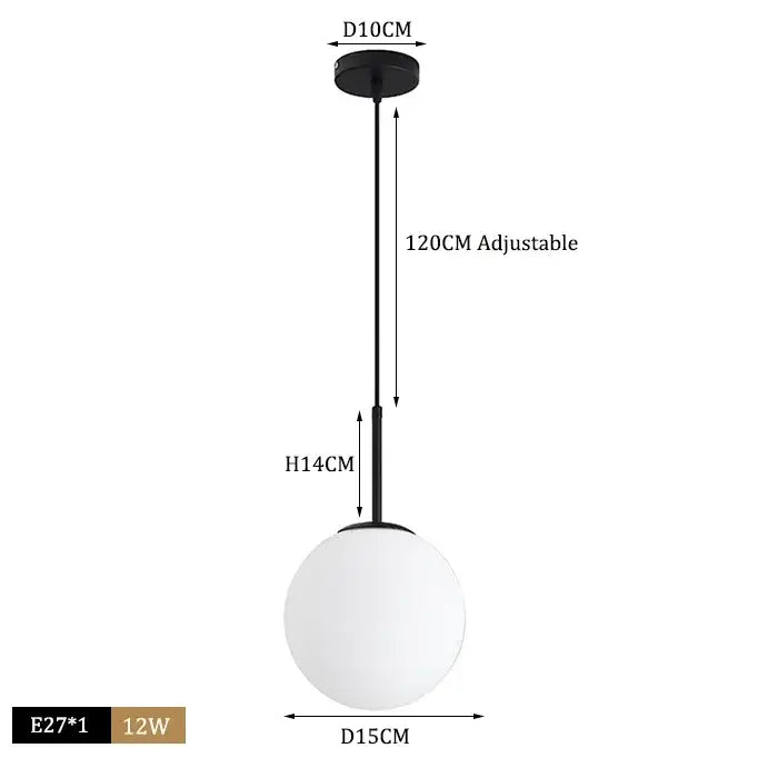Modern brass glass ball pendant lights kitchen suspension luminaire