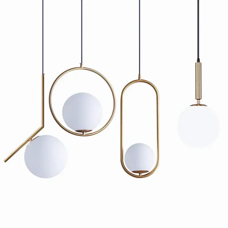 Modern brass glass ball pendant lights kitchen suspension luminaire