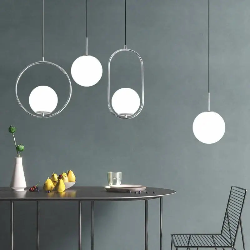 Modern brass glass ball pendant lights kitchen suspension luminaire