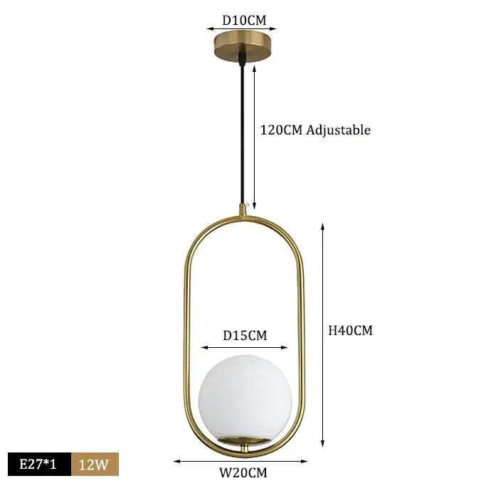 Modern brass glass ball pendant lights kitchen suspension luminaire