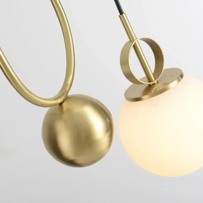 Modern brass glass ball pulley pendant light for dining room