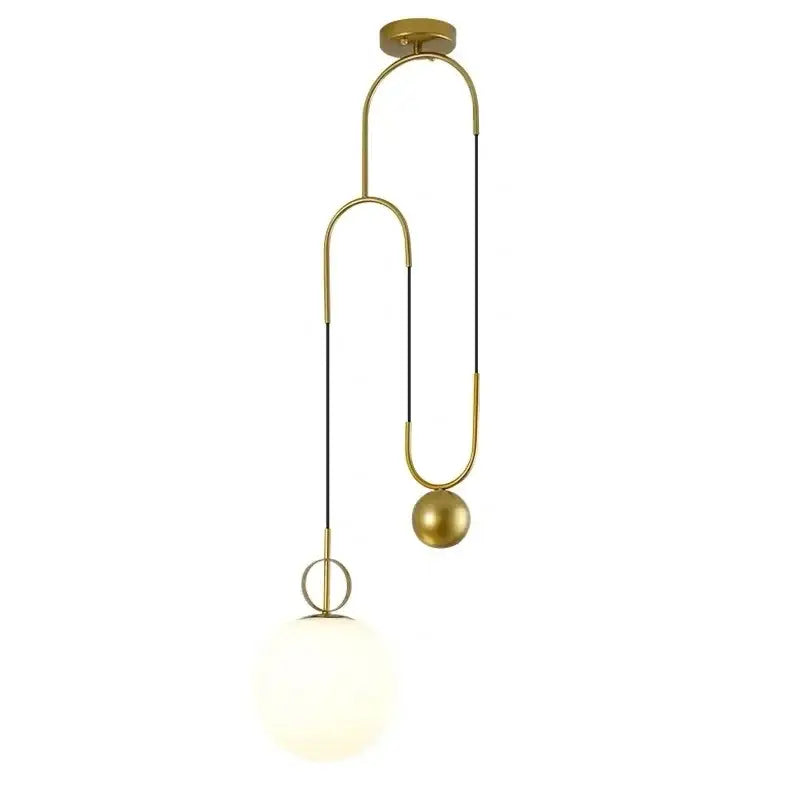 Modern brass glass ball pulley pendant light for dining room