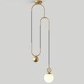 Modern brass glass ball pulley pendant light for living room