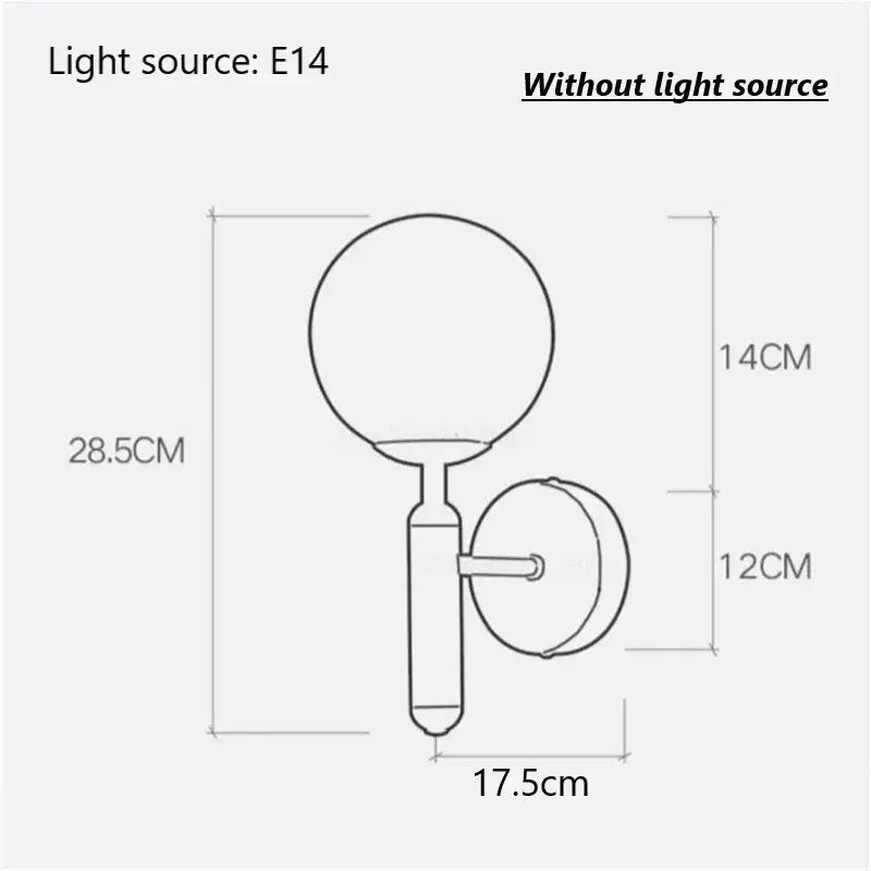Modern brass glass ball wall lamp bedroom opaque & clear globe