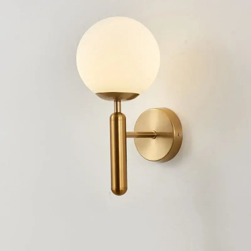 Modern brass glass ball wall lamp bedroom opaque & clear globe