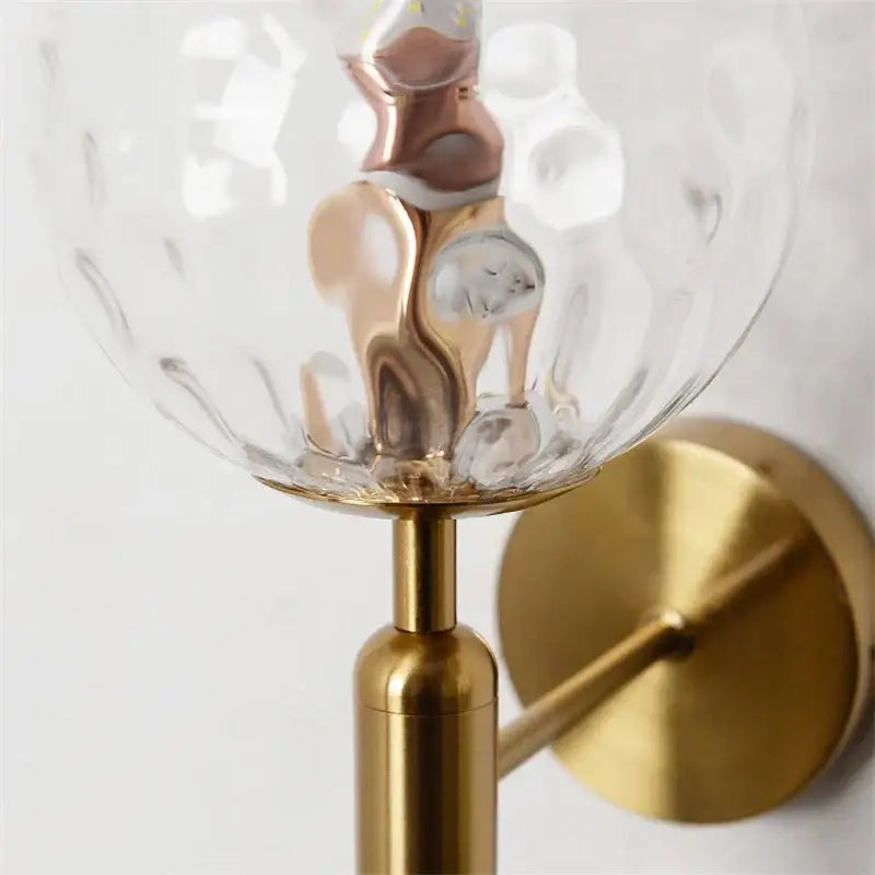 Modern brass glass ball wall lamp bedroom opaque & clear globe