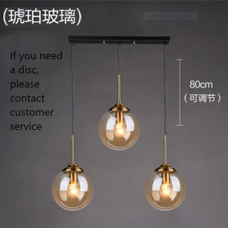Modern brass glass ball wall lamps bedroom pendant light