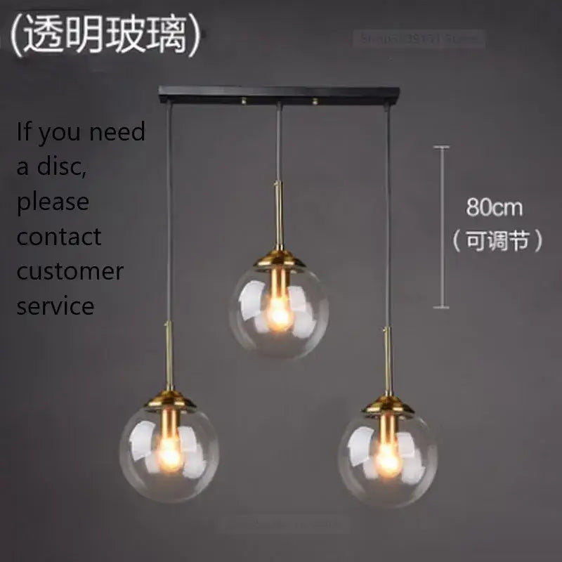 Modern brass glass ball wall lamps bedroom pendant light