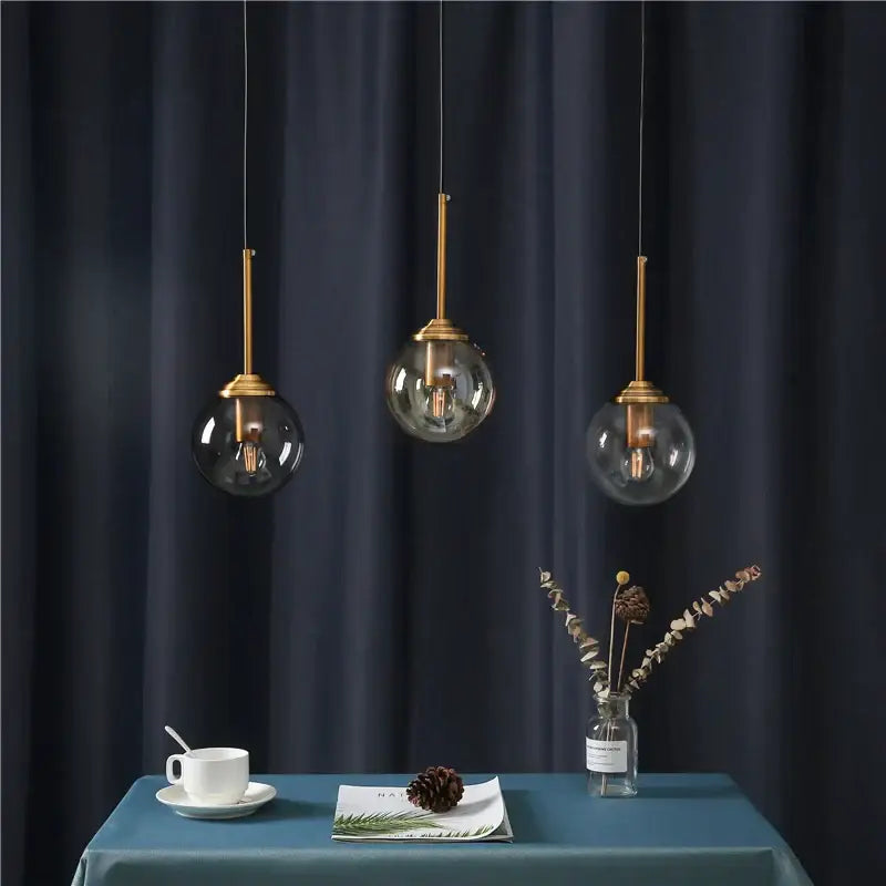 Modern brass glass ball wall lamps bedroom pendant light