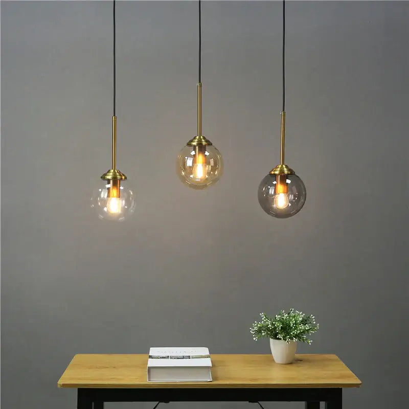 Modern brass glass ball wall lamps bedroom pendant light