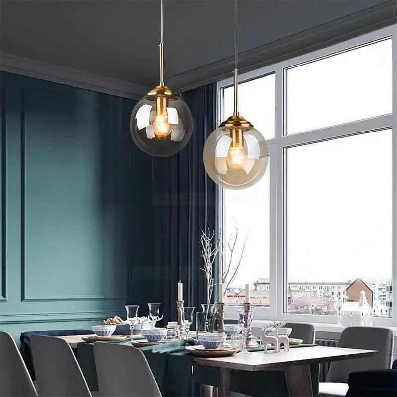Modern brass glass ball wall lamps bedroom pendant light