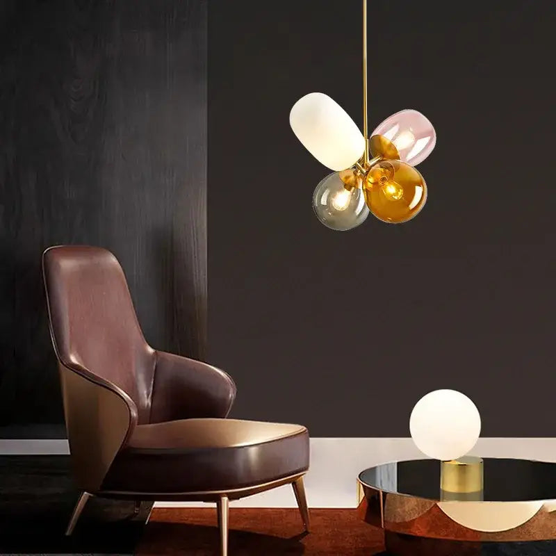 Modern brass glass balloon chandelier living room pendant light