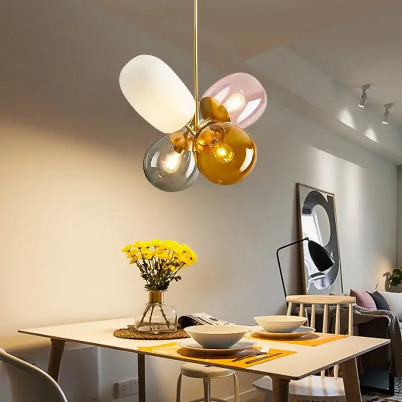 Modern brass glass balloon chandelier living room pendant light
