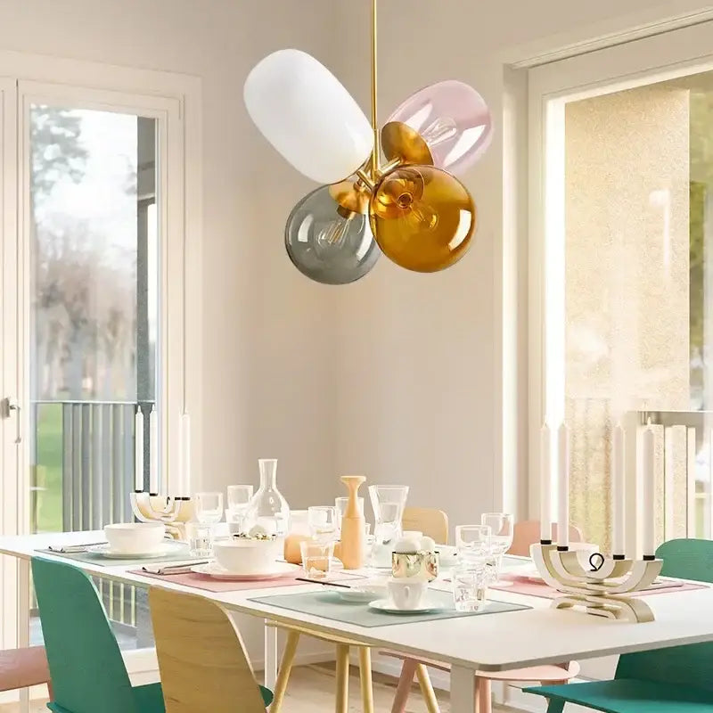 Modern brass glass balloon chandelier living room pendant light