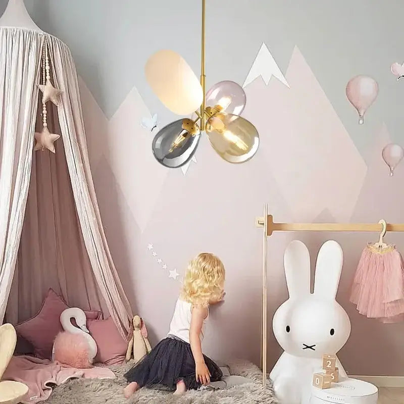 Modern brass glass balloon chandelier living room pendant light