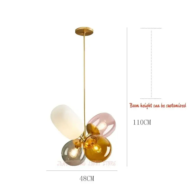 Modern brass glass balloon chandelier living room pendant light