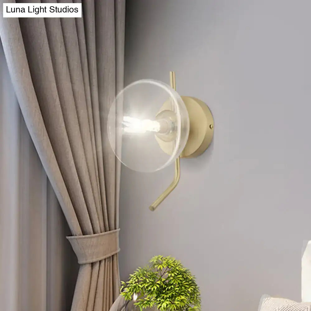Modern brass glass dome wall sconce bedroom light