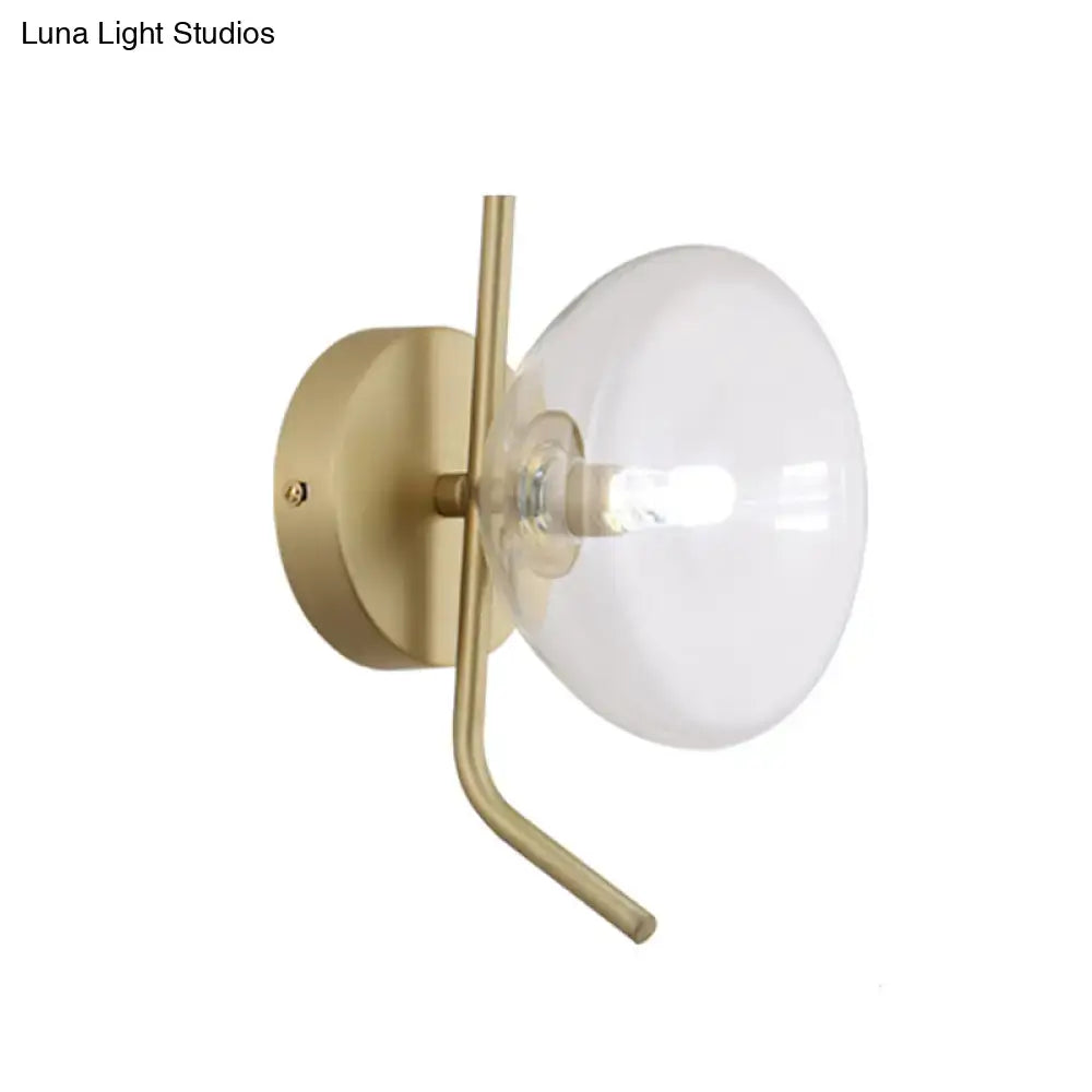 Modern brass glass dome wall sconce bedroom light