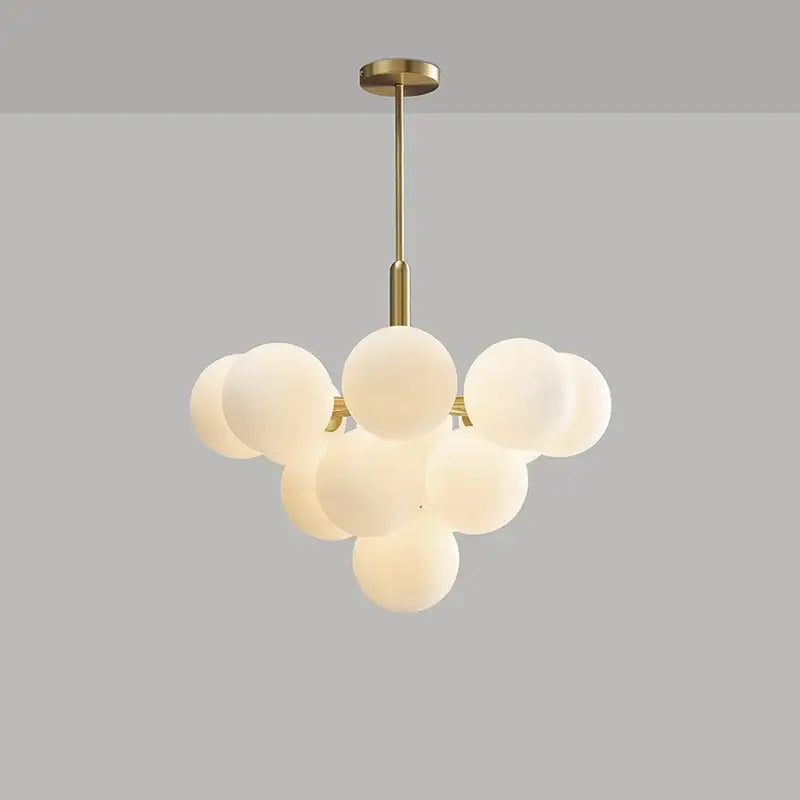 Modern brass globe pendant lamp dining room frosted glass cluster